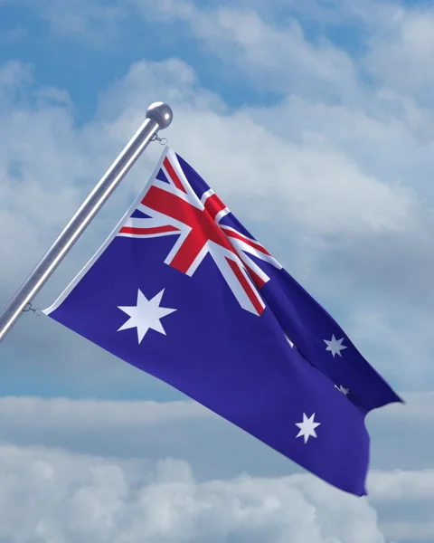 Looping Australian flag on flagpole Stock-Footage 290882956