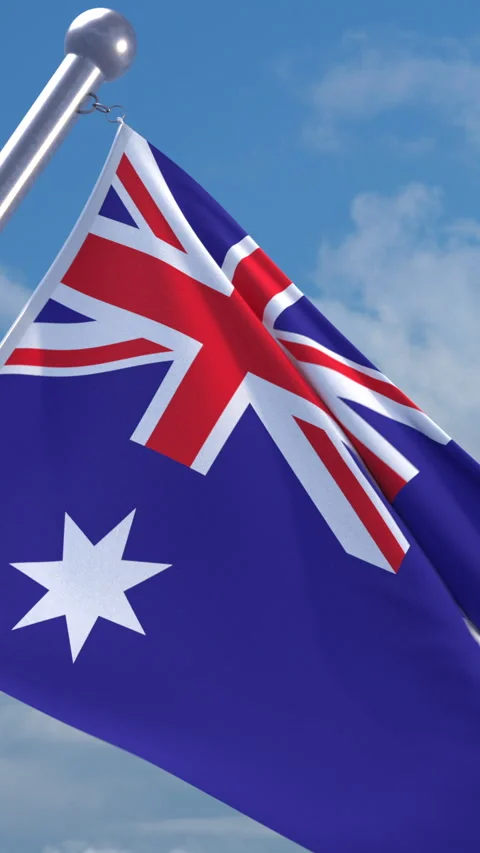 Looping Australian flag on flagpole Stock-Footage 290883465