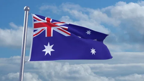 Looping Australian flag on flagpole Video stock 290890335