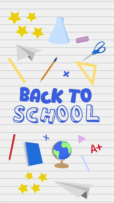 Looping Back to School Notebook Animation for Vertical Stories Stock Footage 339888874