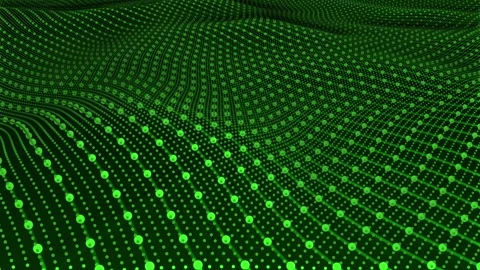 Looping background with abstract green waves made of hi-tech grid and particles Stock Footage 251949701