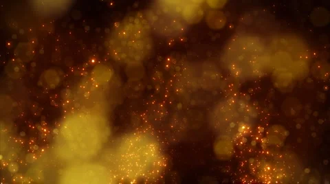 Looping background golden particles and circle blurs Stock Footage