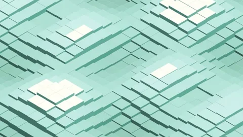 Looping background of moving geometric 3D cubes in mint colors Видео 345027150