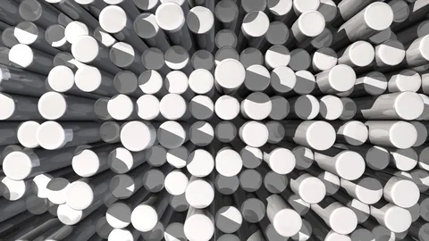 Looping background texture of white reflective extruded cylinders with shadows Stock Footage 77399990
