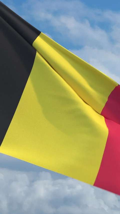 Looping Belgian flag on flagpole Stock Footage 290881629