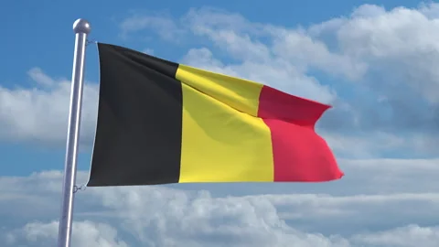 Looping Belgian flag on flagpole Video stock 290889281