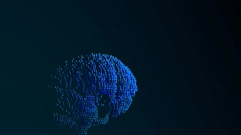 Looping Binary Code Animation Forming a Futuristic Brain Silhouette with Dy.. Stock Footage 296316362