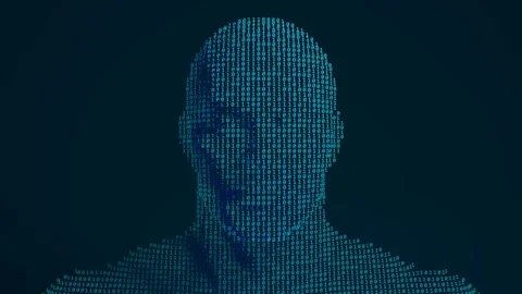 Looping Binary Code Animation Forming a Futuristic Human Silhouette with Mo.. Stock Footage 296316387
