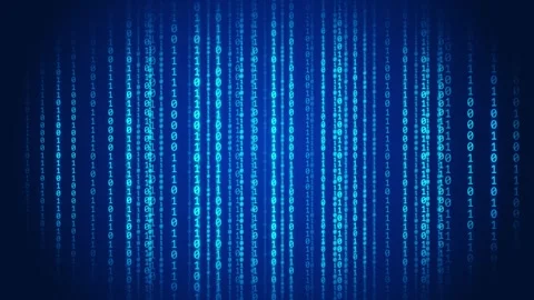 Looping Binary Code Rain Animation, Digital Matrix Background, Cyber Data Str 動画素材 312881684