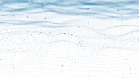 Looping binary data with wavy white blue network 動画素材 334078979