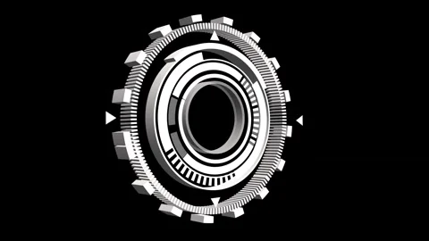 Looping black and white color HUD elements animation. Futuristic Technologi.. Stock Footage 327758692