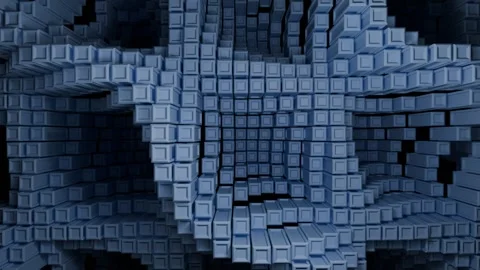 Looping blue 3D cubes blocks motion abstract background for technology Stock Footage 304207746