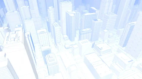 Looping Blue and White Wireframe City – looking down Stock Footage 59731567
