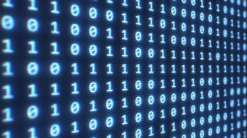 Looping blue binary code of 0s and 1s showing AI, big data, and data science Stock Footage 310051698