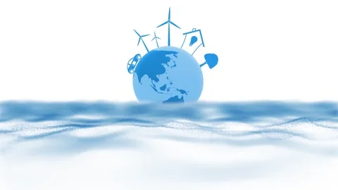 Looping blue earth planet environment symbols animation Vidéo 337232087