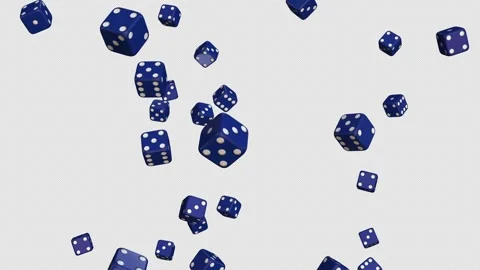 Looping blue gambling dice animation with transparency for overlays. Vidéo 329936286