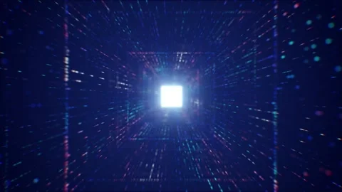 Looping blue space tunnel. Technological scientific digital screen Stock Footage 274483527