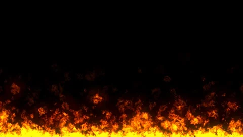 Looping Burning Fire At The Bottom Of The Screen On Transparent Background Stock Footage