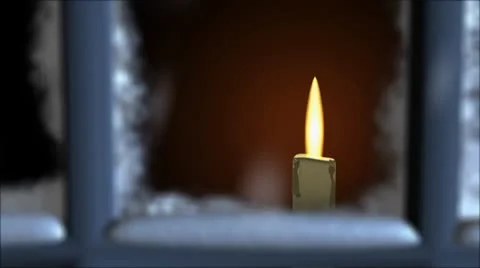 Looping candle in the window Stock Footage 8950966