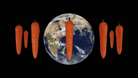 Looping Carrots rotation around the world Stock Footage 164546196