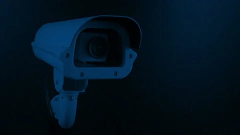 Looping - CCTV Camera Recording At Night Stock Footage 221582028