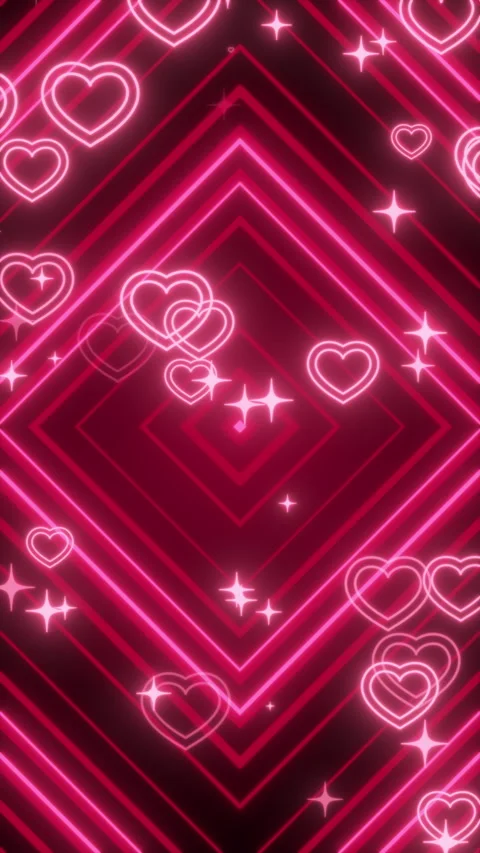 Looping CG pink stripes with sparkling heart and star particles Stock Footage 341502069
