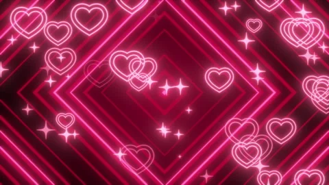 Looping CG pink stripes with sparkling heart and star particles Stock Footage 341502116