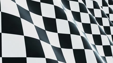 Looping Checkered Racing Flag Background Waving in Wind (4K Seamless Animation) Stock Footage 308427021