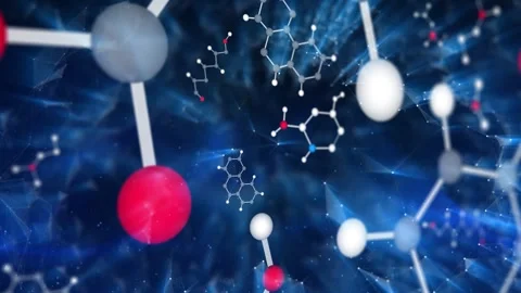 Looping chemistry molecule bonds on digital background Stock-Footage 334078977