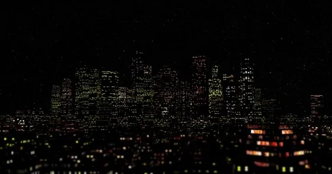 Looping, circular tracking shot of downtown urban core at night Video stock 84835567
