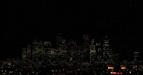 Looping, circular tracking shot of downtown urban core at night Stock Footage 84835702