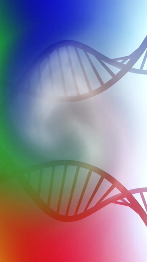 Looping colourful blurred light with dna chains animation Vídeo Stock 338408874