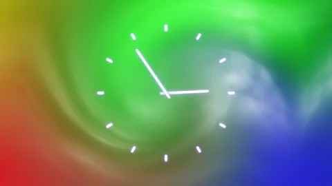 Looping colourful blurred light with time clock animation Stock Footage 338408663