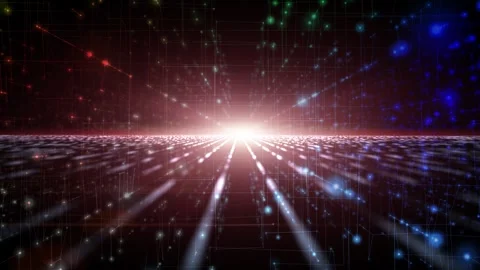 Looping colourful digital technology network cyberspace Stock Footage 337233374