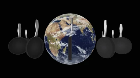 Looping Cooking Pan rotation around the world Video stock 164547775