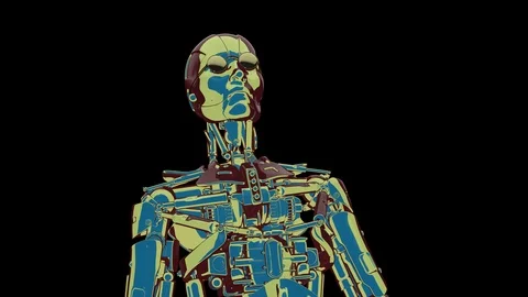 Looping cool concept cyborg 60 fps, with Alpha, yyaa103 Stock Footage 115897745