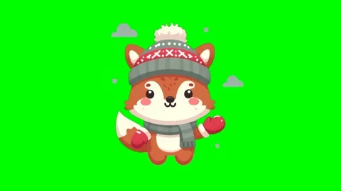 Looping Cute Winter Character Popup on Green Screen 스톡 동영상 277469186
