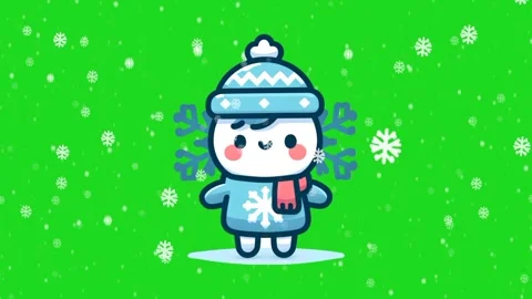 Looping Cute Winter Character Popup on Green Screen 動画素材 277469190