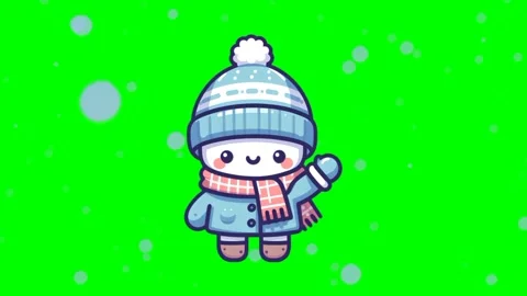 Looping Cute Winter Character Popup on Green Screen 動画素材 277469192
