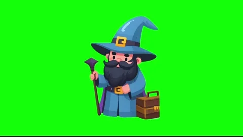 Looping Cute Wizard Character Popup on Green Screen 動画素材 278086816