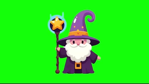 Looping Cute Wizard Character Popup on Green Screen Video stock 278086898