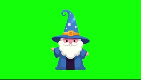 Looping Cute Wizard Character Popup on Green Screen Video stock 278086901