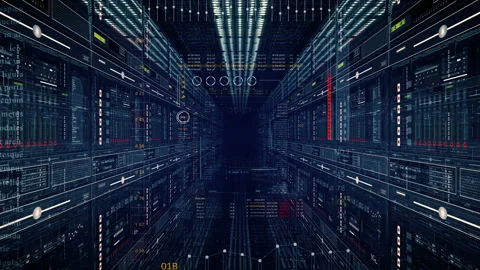 Looping cyberspace HUD corridor. Stock Footage 140837850