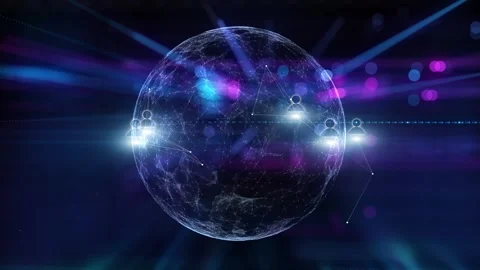 Looping cyberspace network with people icons and sphere animation Stock Footage 338104580