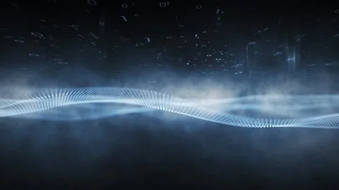 Looping dark blue binary data wave animation Stock Footage 334808436