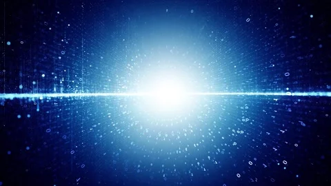 Looping dark blue binary number data network animation Stockbeeldmateriaal 344794600