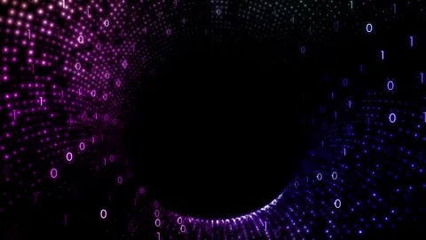 Looping dark colourful digital data tunnel cyberspace Stock Footage 337243805