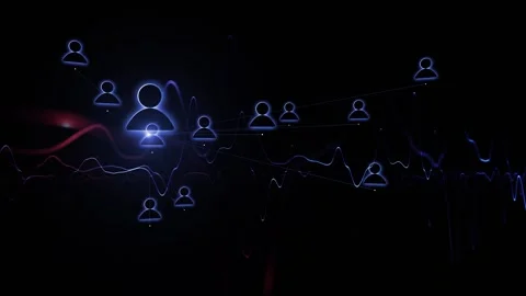 Looping dark digital people icons network cyberspace Stock-Footage 337191008