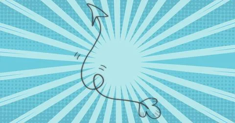 Looping dark gray curved arrow spiraling upward in cyan radial burst, with Stock Illustration