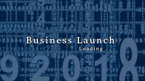 Looping digit grid sliding and loading dots cycling by centered Business Launch, Stock Footage 334744473